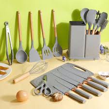 USTENSILES DE CUISINE : ENSEMBLE SILICONE LOT DE 19