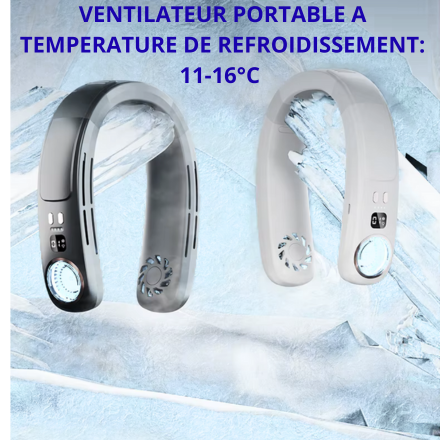 Ventilateur de Cou Sans Pales Rechargeable – Refroidissement 360° Mains Libres
