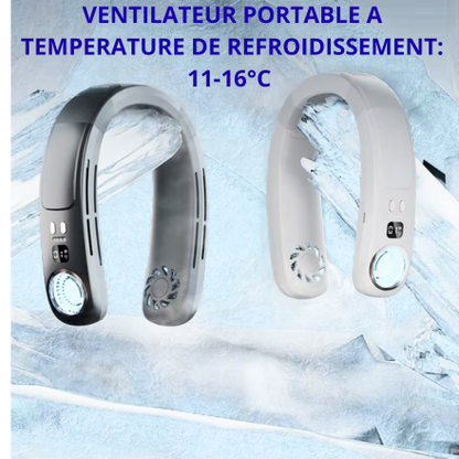 Ventilateur de Cou Sans Pales Rechargeable – Refroidissement 360° Mains Libres