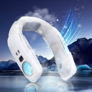 Ventilateur de Cou Sans Pales Rechargeable – Refroidissement 360° Mains Libres